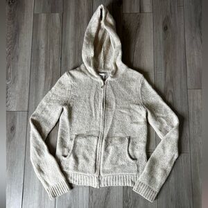 Tweeds Zip Cardigan Lambswool Angora Cream Hooded Sweater women’s medium